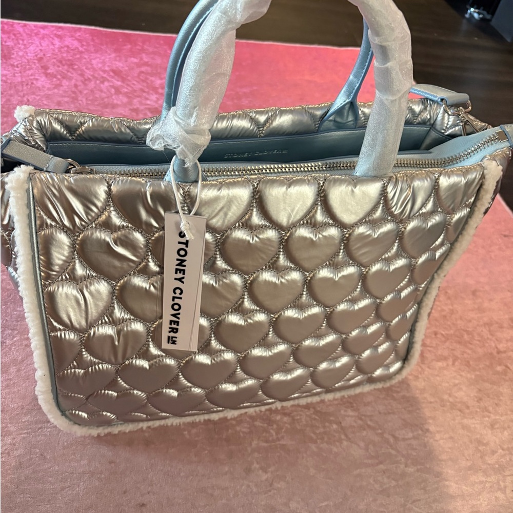 Silver Heart Quilted Women's Bag
